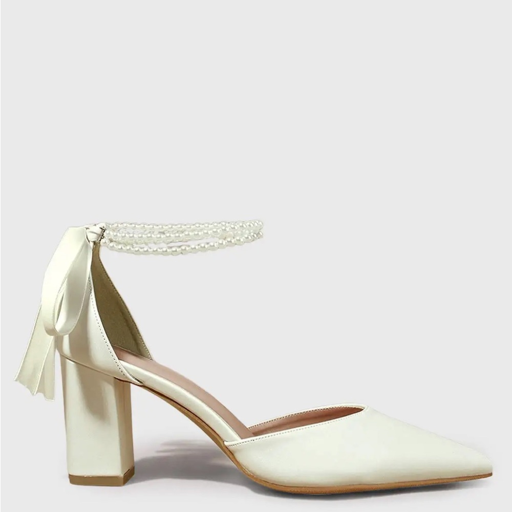 Azazie PEARL BOW ANKLE STRAP PUMPS - Picture 8 of 11